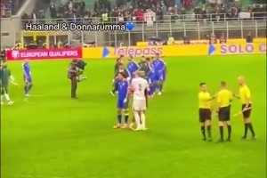 悲喜两重天！哈兰德赛后拥抱安慰多纳鲁马，之后才加入挪威庆祝！